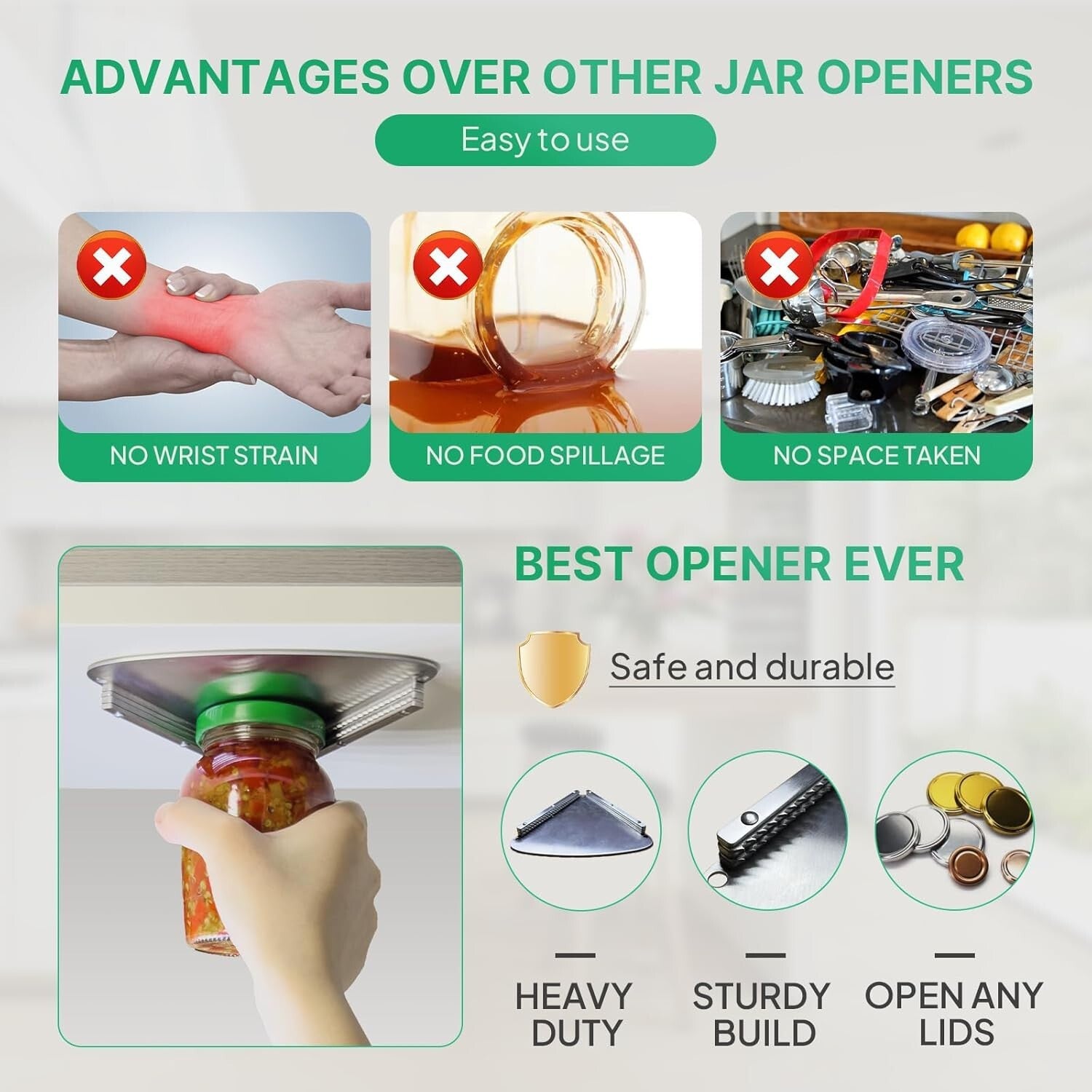 Upgraded Stainless Steel under Cabinet Jar Opener for Seniors, under Cabinet Jar